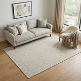 5' X 8' Beige And Ivory Ogee Washable Area Rug With UV Protection
