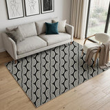 5' X 8' Black And Ivory Ogee Washable Area Rug With UV Protection