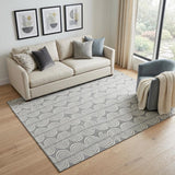 5' X 8' Gray And Ivory Ogee Washable Area Rug With UV Protection