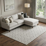 8' X 10' Gray And Ivory Ogee Washable Area Rug With UV Protection