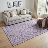 5' X 8' Purple And Ivory Ogee Washable Area Rug With UV Protection