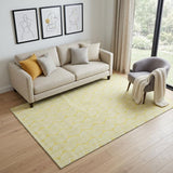 5' X 8' Yellow And Ivory Ogee Washable Area Rug With UV Protection