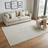 5' X 8' Beige And Ivory Geometric Washable Area Rug With UV Protection