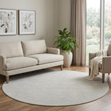 8' Beige And Ivory Geometric Washable Round Rug With UV Protection