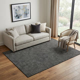 5' X 8' Black And Ivory Geometric Washable Area Rug With UV Protection