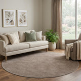 8' Brown And Beige Geometric Washable Round Rug With UV Protection