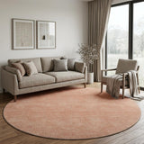 8' Copper And Ivory Geometric Washable Round Rug With UV Protection