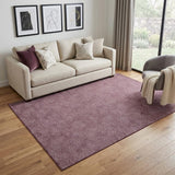 5' X 8' Eggplant And Ivory Geometric Washable Area Rug With UV Protection
