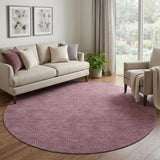 8' Eggplant And Ivory Geometric Washable Round Rug With UV Protection