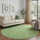 8' Green And Ivory Geometric Washable Round Rug With UV Protection