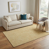 5' X 8' Gold And Ivory Geometric Washable Area Rug With UV Protection