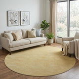 8' Gold And Ivory Geometric Washable Round Rug With UV Protection