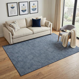 5' X 8' Navy Blue And Ivory Geometric Washable Area Rug With UV Protection