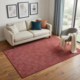 5' X 8' Red And Ivory Geometric Washable Area Rug With UV Protection