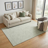 5' X 8' Artichoke Green And Ivory Geometric Washable Area Rug With UV Protection