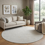 8' Beige And Ivory Geometric Washable Round Rug With UV Protection