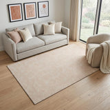 5' X 8' Peach And Ivory Geometric Washable Area Rug With UV Protection