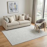 5' X 8' Silver And Ivory Geometric Washable Area Rug With UV Protection