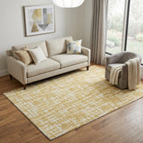 5' X 8' Gold Ivory And Wheat Abstract Geometric Washable Area Rug With UV Protection