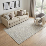5' X 8' Beige Ivory And Silver Abstract Geometric Washable Area Rug With UV Protection