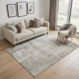 5' X 8' Beige And Ivory Abstract Washable Area Rug With UV Protection