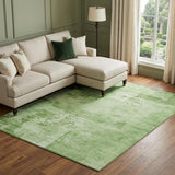 8' X 10' Green And Beige Abstract Washable Area Rug With UV Protection