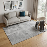 5' X 8' Gray And Silver Abstract Washable Area Rug With UV Protection
