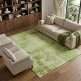 8' X 10' Lime Green And Olive Green Abstract Washable Area Rug With UV Protection