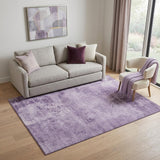 5' X 8' Lavender And Lilac Abstract Washable Area Rug With UV Protection
