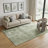 5' X 8' Olive Green And Fern Green Abstract Washable Area Rug With UV Protection