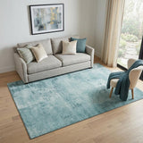 5' X 8' Aqua And Sky Blue Abstract Washable Area Rug With UV Protection