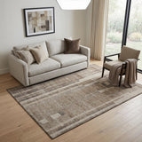 5' X 8' Brown And Taupe Striped Washable Area Rug With UV Protection