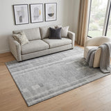 5' X 8' Gray And Silver Striped Washable Area Rug With UV Protection