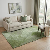 5' X 8' Green And Gray Diamond Washable Area Rug With UV Protection