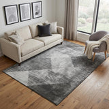 5' X 8' Gray And Silver Diamond Washable Area Rug With UV Protection