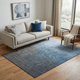 5' X 8' Blue Gray And Charcoal Ombre Washable Area Rug With UV Protection
