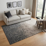 5' X 8' Khaki Gray And Charcoal Ombre Washable Area Rug With UV Protection