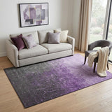 5' X 8' Purple Gray And Charcoal Ombre Washable Area Rug With UV Protection