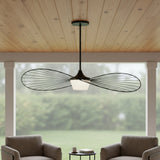 44" Black Aluminum Geometric Wavy LED Dimmable Outdoor Hanging Light