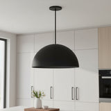24" Black Aluminum Dome LED Dimmable Outdoor Pendent Hanging Light