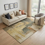 5' X 8' Sage And Beige Abstract Washable Area Rug With UV Protection