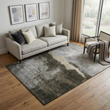 5' X 8' Taupe And Beige Abstract Washable Area Rug With UV Protection