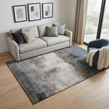 5' X 8' Gray And Silver Abstract Washable Area Rug With UV Protection