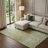 8' X 10' Artichoke Green And Copper Polka Dot Washable Area Rug With UV Protection