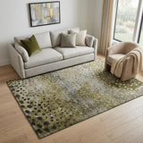 5' X 8' Brown Gray And Beige Polka Dot Washable Area Rug With UV Protection