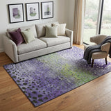 5' X 8' Purple Green And Ivory Polka Dot Washable Area Rug With UV Protection