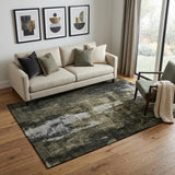 5' X 8' Charcoal Gray And Silver Abstract Washable Area Rug With UV Protection