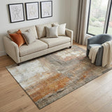 5' X 8' Copper Gray And Ivory Abstract Washable Area Rug With UV Protection