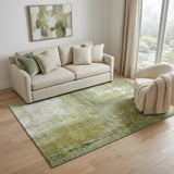 5' X 8' Sage Gray And Ivory Abstract Washable Area Rug With UV Protection