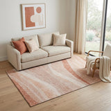 5' X 8' Salmon And Ivory Abstract Washable Area Rug With UV Protection